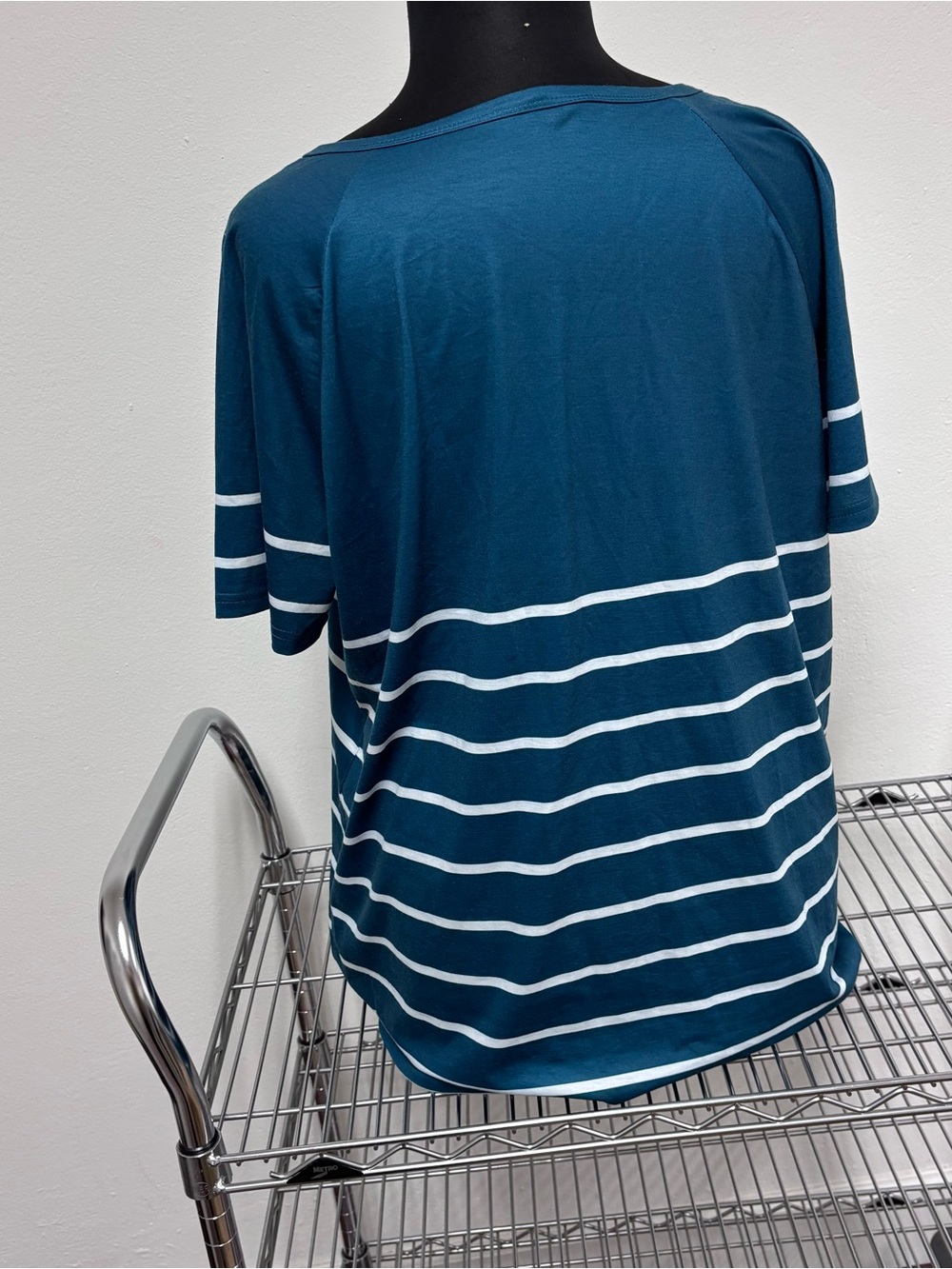 BloomChic Teal White Striped Henley Tunic Top Plus Size 18/20 - Picture 2 of 8
